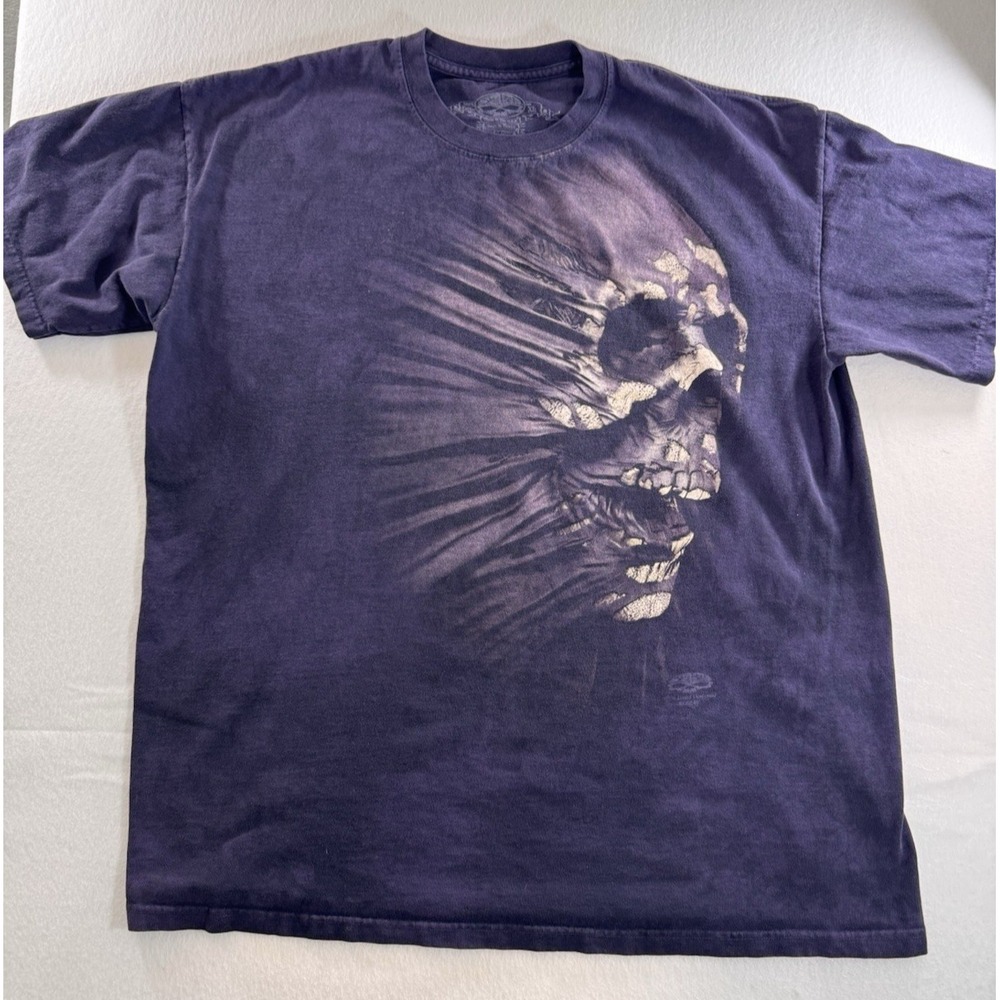 Skulbone Mens Graphic TShirt XL Purple Skull Spooky Short Sleeve Vintage USA Y2K
